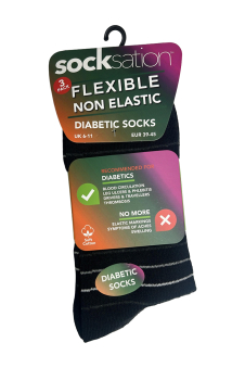 Active Star Flexi Diabetic Mens Grey StripeSocks (Pack of 3 Pairs)