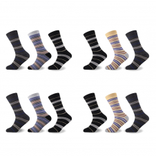 3pk Mens Stripe Non-elastic Socks - 3928