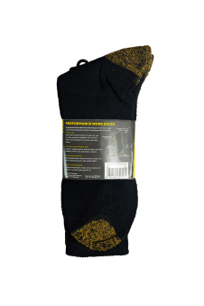 5 Pair Boot Length Work Socks (Yellow Heel & Toe)