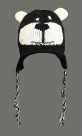 Active Star Black Bear Knitted Trapper Hat
