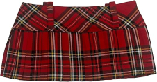 Crazy Chick Adult Full Pleated Red Tartan Skirt (9 Inches)