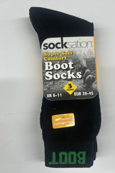 Active Star Men Boot Socks Black (Pack of 3 Pair)