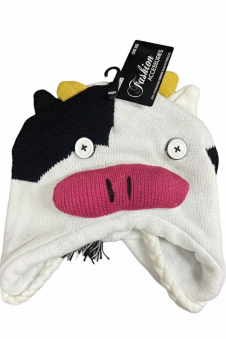 Active Star Cow Face Knitted Trapper Hat