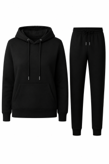 Active Star Ladies Black Pullover Hoodie Tracksuit