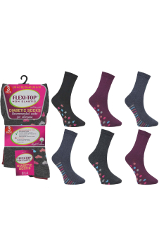 Active Star Ladies Flexi Top Diabetic Patterned Socks (Pack of 3 Pair)
