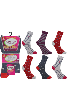 Active Star Ladies Flexi Top Heart & Dot Style Socks (Pack of 3 Pair)