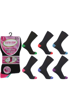 Active Star Ladies Flexi Top Non-elastic Colored Heel & Toe Socks (Pack of 3 Pair)
