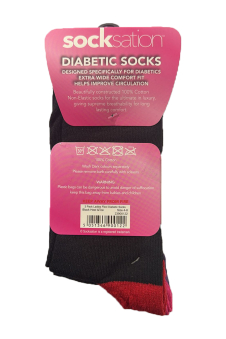 Active Star Ladies Flexi Top Non Elastic Diabetic Socks Colored Heel & Toe (Pack of 3 Pair)