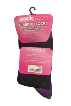 Active Star Ladies Flexi Top Non Elastic Diabetic Socks Colored Heel & Toe (Pack of 3 Pair)