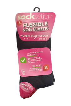 Active Star Ladies Flexi Top Non Elastic Diabetic Socks Colored Heel & Toe (Pack of 3 Pair)