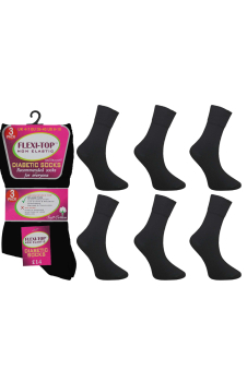Active Star Ladies Flexi Top Plain Black Cotton Socks (Pack of 3 Pair)