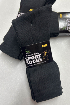 Active Star Men Black Cotton Rich Sport Socks (Pack of 3 Pairs)