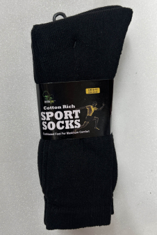 Active Star Men Black Cotton Rich Sport Socks (Pack of 3 Pairs)