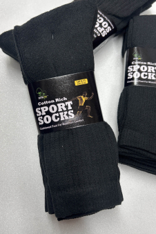 Active Star Men Black Cotton Rich Sport Socks (Pack of 3 Pairs)