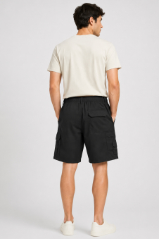 Active Star Men's Black Cargo Shorts With Drawstring Waist