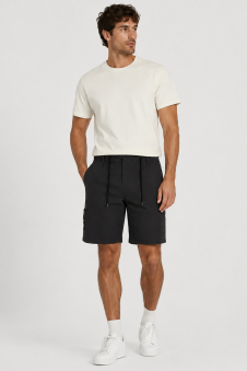 Active Star Men's Black Cargo Shorts With Drawstring Waist