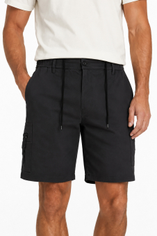 Active Star Men's Black Cargo Shorts With Drawstring Waist