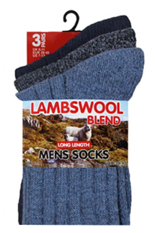 Active Star Men Lambswool Blend Long Length Socks (Pack of 3 Pairs)