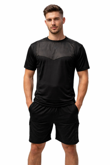 Active Star Men’s Activewear T-Shirt & 4-Pocket Shorts Set-Black