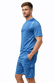 Active Star Men’s Activewear T-Shirt & 4-Pocket Shorts Set-Blue