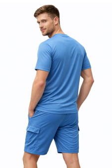 Active Star Men’s Activewear T-Shirt & 4-Pocket Shorts Set-Blue