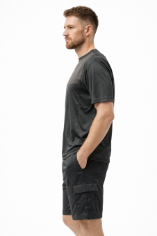 Active Star Men’s Activewear T-Shirt & 4-Pocket Shorts Set-Dark Grey