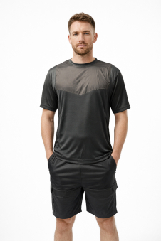 Active Star Men’s Activewear T-Shirt & 4-Pocket Shorts Set-Dark Grey