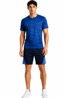 Active Star Men’s Activewear T-Shirt & Shorts Set Denim Blue & Black