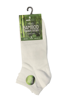 Active Star Men's Bamboo Trainer Socks White (Pack of 3 Pair)