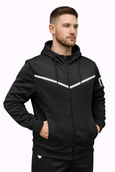 Active Star Men's Black Hooded Tracksuit