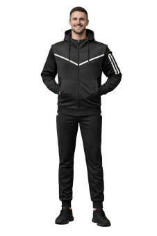 Active Star Men's Black Hooded Tracksuit