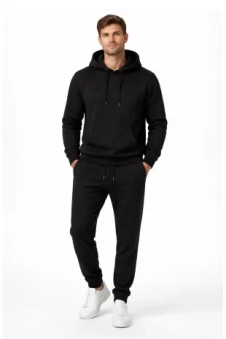 Active Star Men's Black Pullover Hoodie With Trousers Set