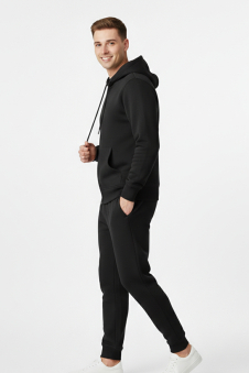 Active Star Men's Black ZIP Hoodie with Trouser Set