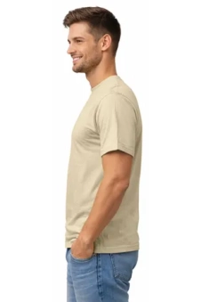 Active Star Men's Crew Neck Half Sleeve T-Shirt Beige