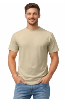Active Star Men's Crew Neck Half Sleeve T-Shirt Beige