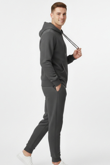Active Star Men's Dark Grey ZIP Hoodie with Trouser Set