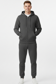 Active Star Men's Dark Grey ZIP Hoodie with Trouser Set