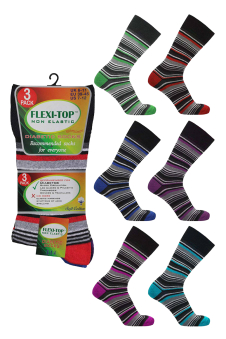 Active Star Men’s Diabetic Socks – Flexi-Top Assorted Stripe (Pack of 3 Pair)