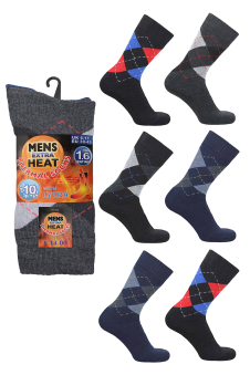 Active Star Men’s Extra Heat Thermal Argyle Socks 1.6 Tog (Pack of 3 Pair)