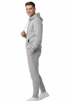Active Star Men's Grey Melange ZIP Hoodie with Trouser Set