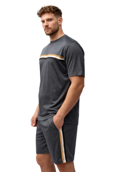 Active Star Men’s Lightweight Training T-shirt & Shorts Set-Dark Grey