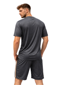 Active Star Men’s Lightweight Training T-shirt & Shorts Set-Dark Grey