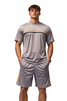 Active Star Men’s Lightweight Training T-shirt & Shorts Set-Light Grey