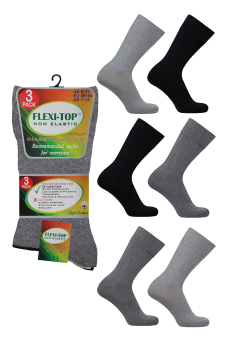 Active Star Men's Flexi Top Non Elastic Diabetic Socks, Extra Wide Fit Assorted (Pack of 3 Pair)