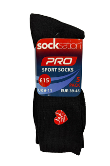 Active Star Men's Plain Sports Socks Black (Pack of 5 Pairs)