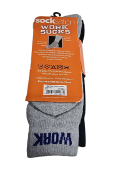 Active Star Men Work Socks Black Navy Grey (Pack of 3 Pairs)