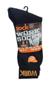 Active Star Men Work Socks Black (Pack of 3 Pairs)