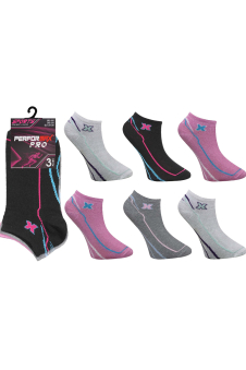 Active Star Women’s Trainer Socks Velocity Lines Design (Pack of 3 Pair)