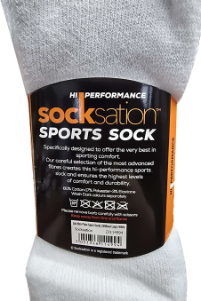 Active Star Men's Plain Sport Socks White Without Logo (Pack of 3 Pairs)