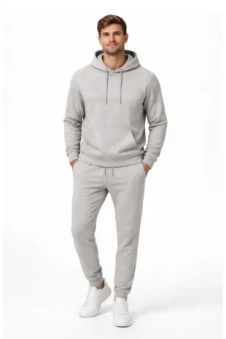 Active Star Men's Grey Melange Pullover Hoodie With Trousers Set